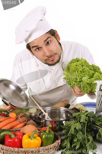 Image of young chef preparing lunch 