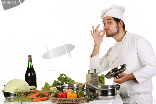 Image of young chef preparing lunch 