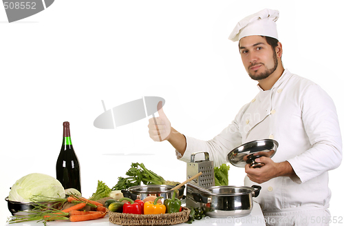 Image of young chef preparing lunch 