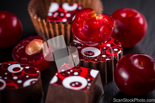 Image of Chocolate candy with cherry