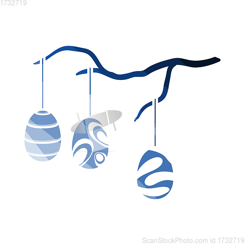 Image of Easter Eggs Hanged On Tree Branch Icon