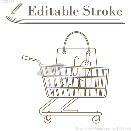 Image of Shopping Cart With Bag Of Cosmetics Icon