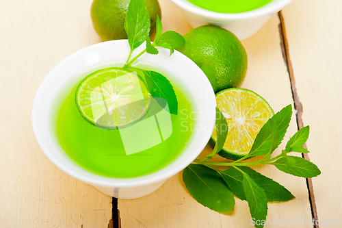 Image of mint infusion tea tisane with lime