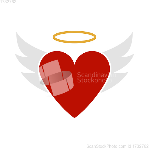 Image of Valentine Heart With Wings And Halo Icon