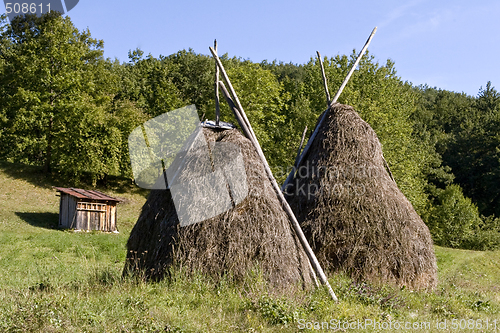 Image of traditional haystack rural scene