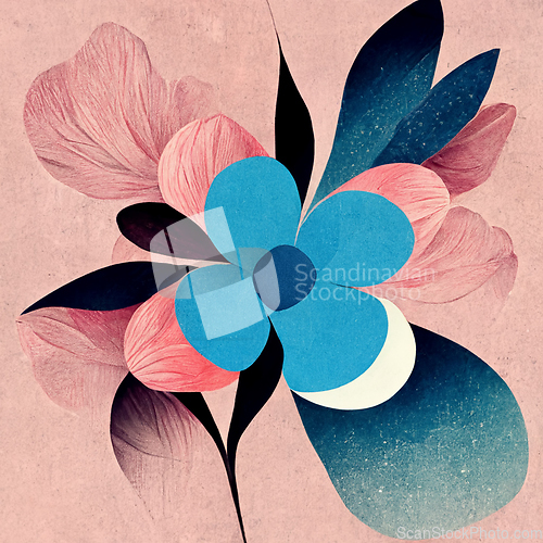 Image of Blue and pink abstract flower Illustration.