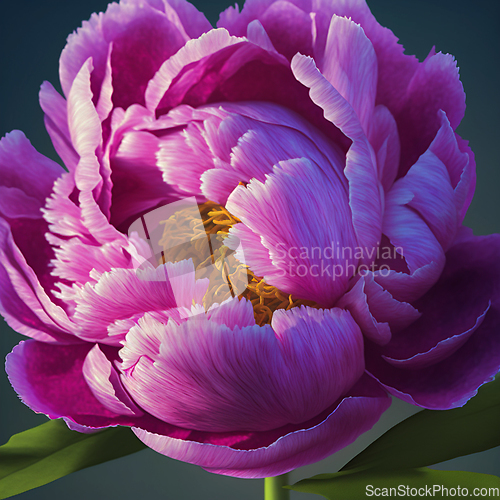 Image of Closeup of peony flower. Pinkl peony flower in bloom.