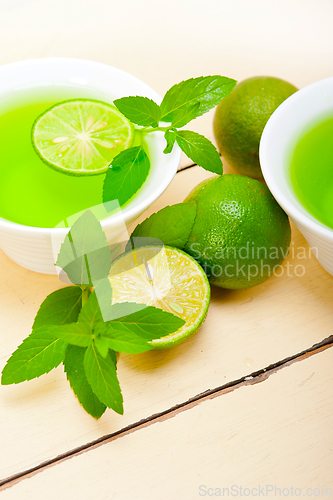 Image of mint infusion tea tisane with lime