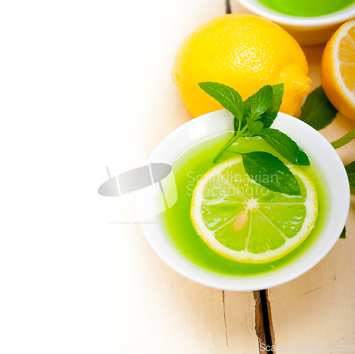 Image of mint infusion tea tisane with lemon