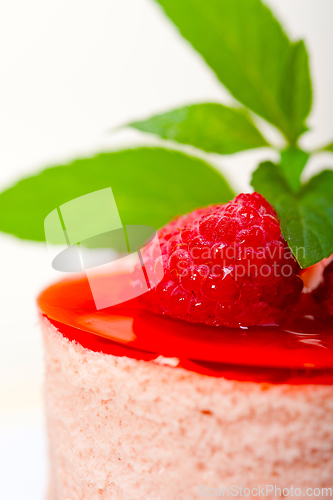 Image of fresh raspberry cake mousse dessert