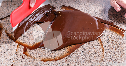 Image of Smudging melted chocolate