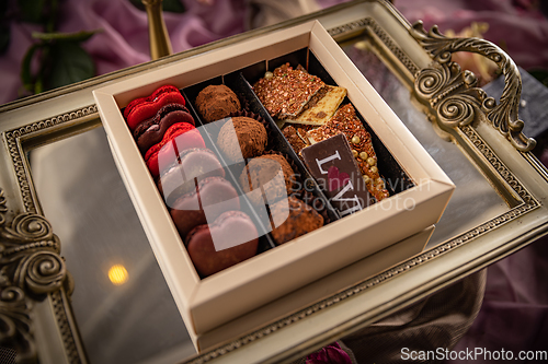 Image of Assortment of luxury bonbons in box