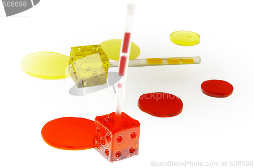 Image of colorfull dice lollipops