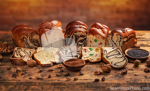 Image of Assortment of sweet bread loaf