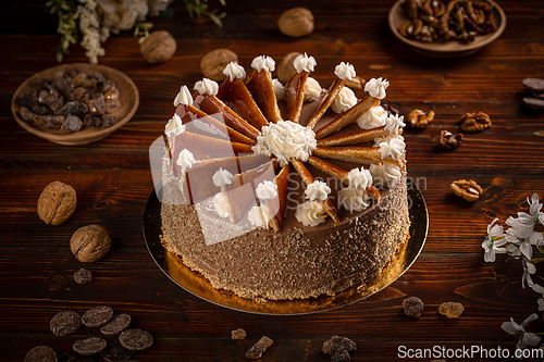 Image of Dobos cake with nuts