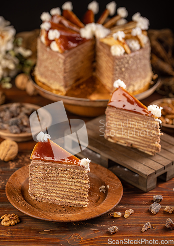 Image of Two pieces of chocolate cake