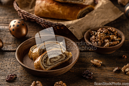 Image of Home baked walnut roll,