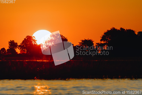 Image of sunset on Chobe river, Botswana Africa