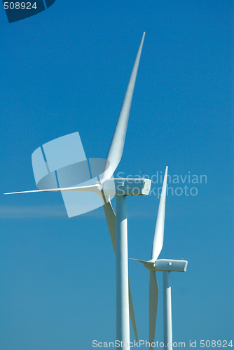 Image of Closeup of two windturbines