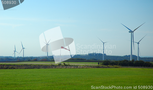 Image of wind cone near a wind farm