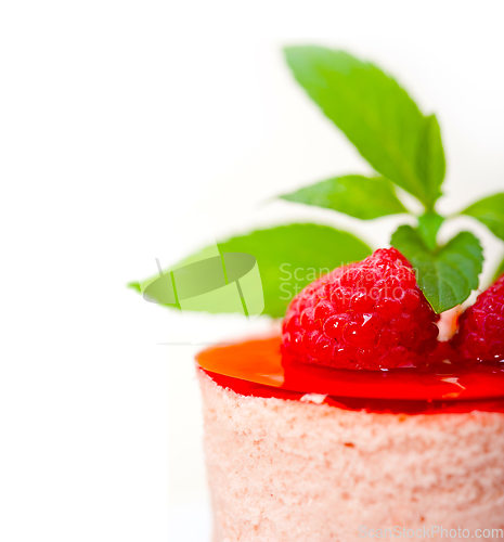 Image of fresh raspberry cake mousse dessert