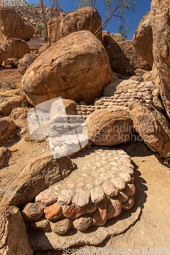 Image of landscape behind White lady paintings in Namibia