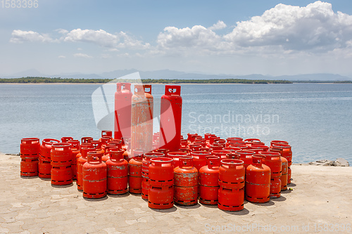 Image of red Domestic Propane Gas Bottle