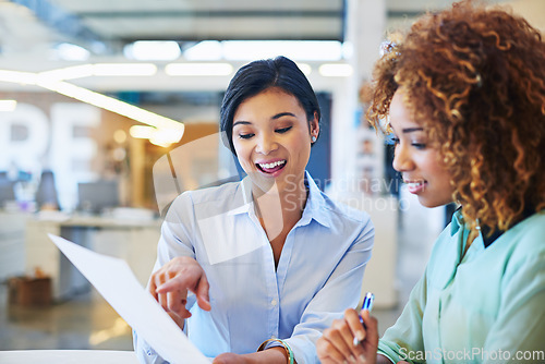 Image of Human resources, interview and contract with a woman manager and candidate meeting at work. Business, documents and review with a female employer working on recruitment or hiring in the office