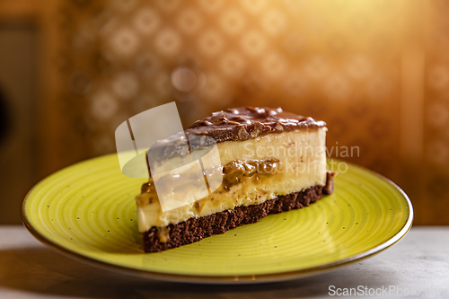 Image of Caramel and chocolate cheesecake