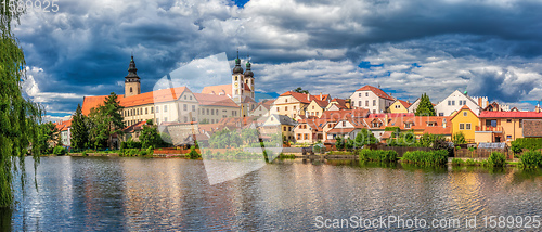 Image of Telc city Panorama with dramatic sky