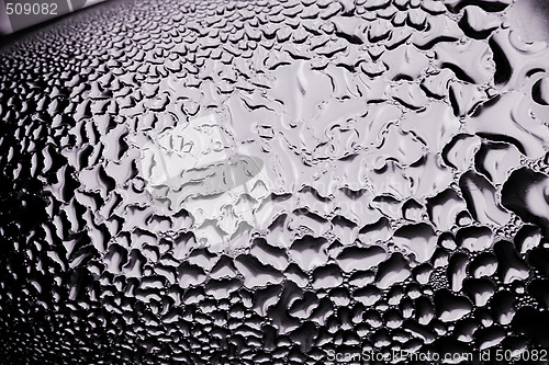 Image of Green drops of water - light from backside. Macro