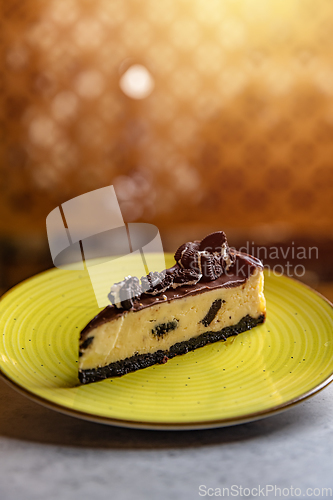 Image of Tasty cheesecake with chocolate cookies