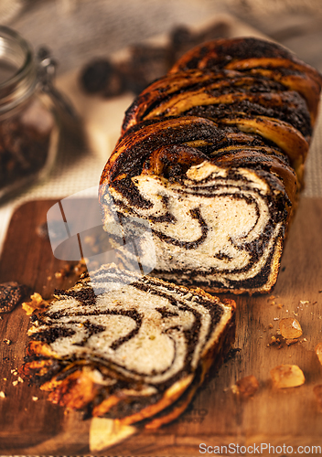 Image of Twisted babka with poppy seeds.