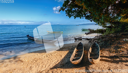 Image of traditional wooden fishing boat on Masoala, Madagascar