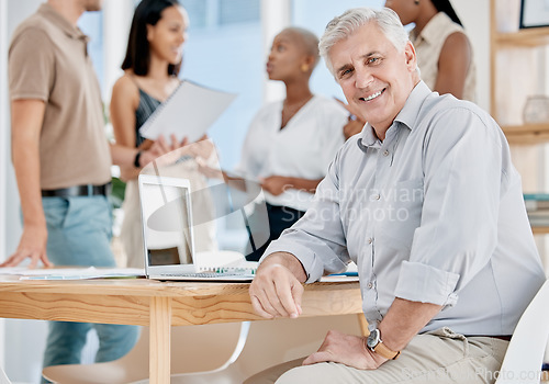 Image of Business leader, happy portrait of CEO in office with vision and motivation in senior management for corporate team. Leadership, success and confident man with smile on face, boss at advisory company