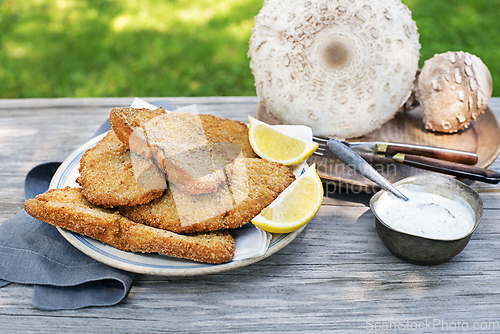 Image of Macrolepiota procera fried meal