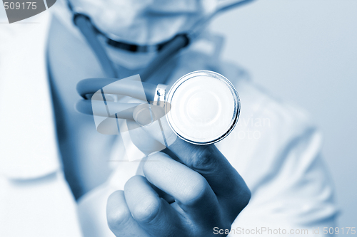 Image of Portrait of a young doctor with stethoscope.