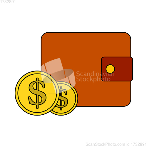 Image of Two Golden Coins In Front Of Purse Icon