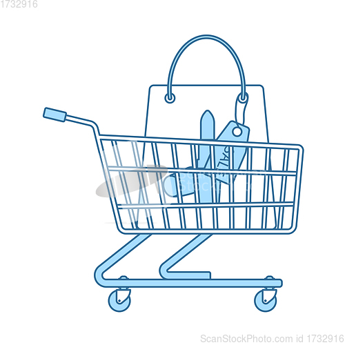 Image of Shopping Cart With Bag Of Cosmetics Icon