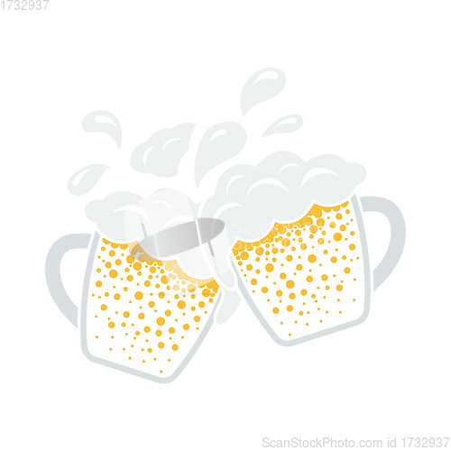 Image of Two Clinking Beer Mugs With Fly Off Foam Icon