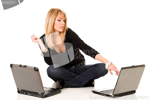 Image of woman with notebooks