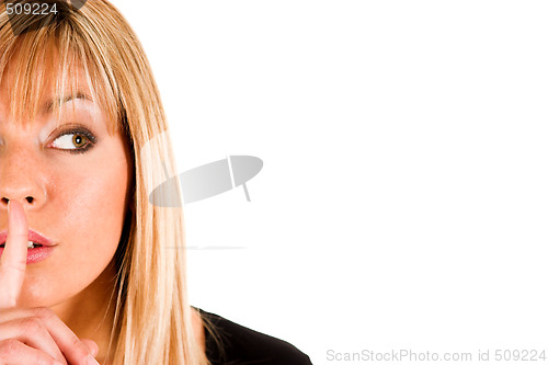 Image of girl gestures for silence