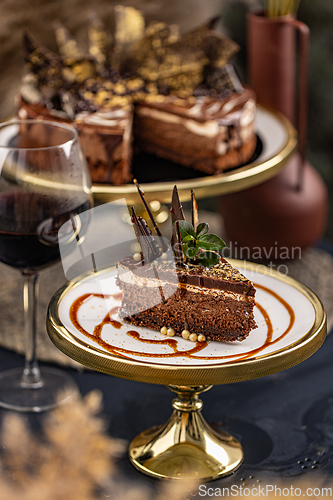 Image of Slice of tasty chocolate cake