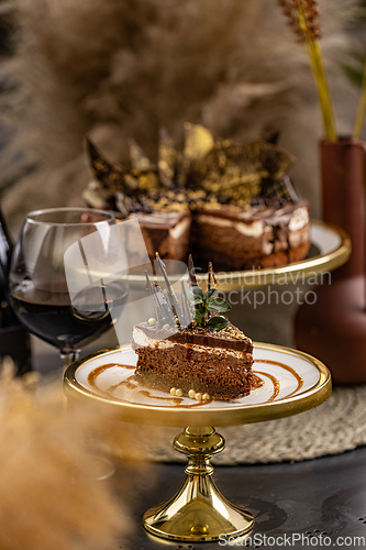 Image of Slice of delicious chocolate cake