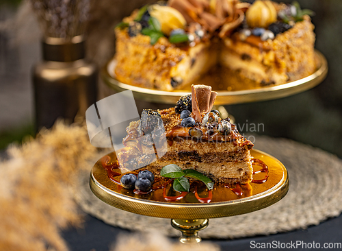 Image of Cake topped with salted caramel.