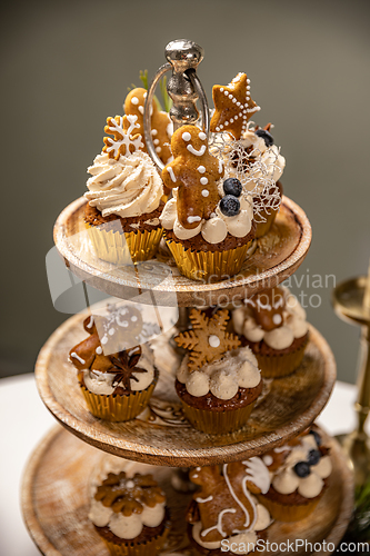 Image of Christmas gingerbread cupcakes