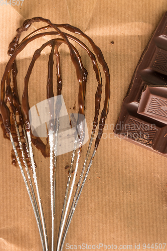Image of Chocolate on egg beater