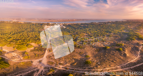 Image of Aerial view of Murtosa at sunset