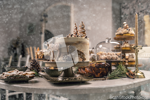 Image of Still life of Christmas holiday sweet table