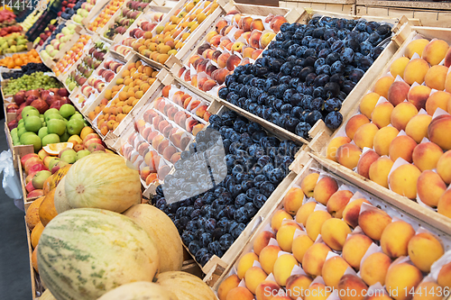 Image of Assortment of fruits at market